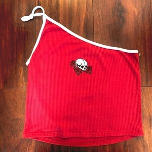 Obsessive love, one-shoulder crop top in size M.